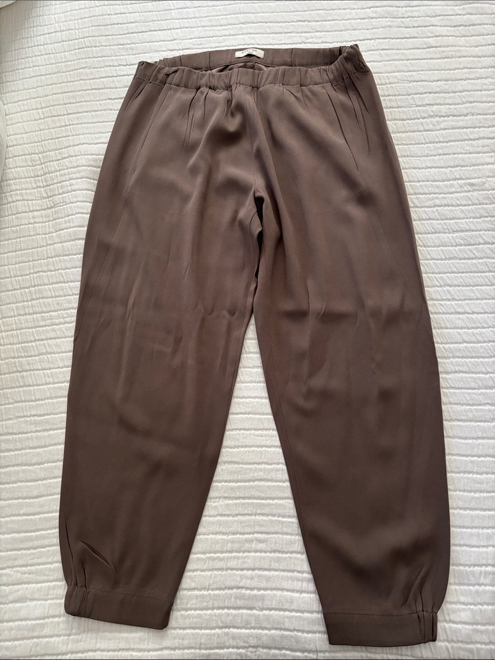 Babaton Cropped Elastic-Waist Pants in Deep Brown